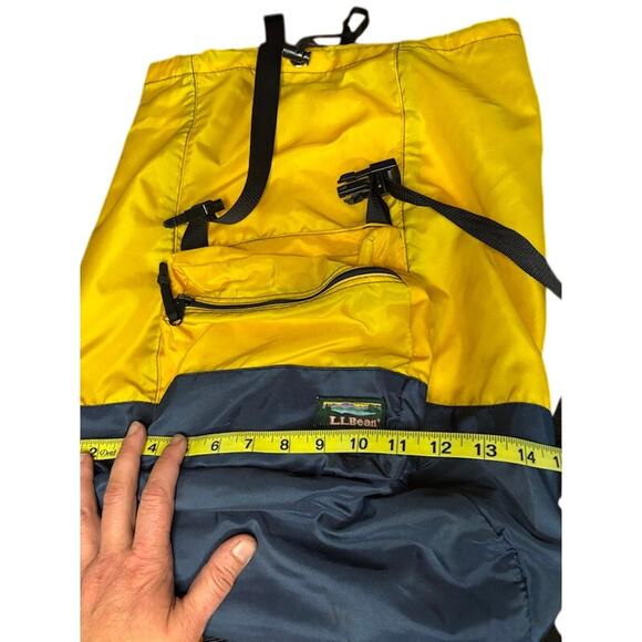 Vintage LL Bean Continental Backpack Rucksack Yellow Blue 90s Hiking - Picture 11 of 16